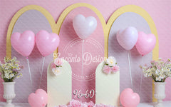 Pastel Pink Heart Balloon Photo Backdrop Sweet Photography Background - Layoris