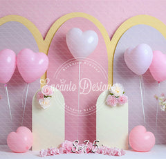 Pastel Pink Heart Balloon Photo Backdrop Sweet Photography Background - Layoris