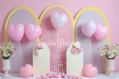 Pastel Pink Heart Balloon Photo Backdrop Sweet Photography Background - Layoris