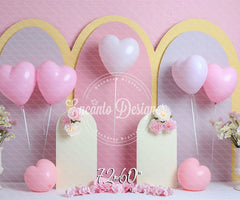 Pastel Pink Heart Balloon Photo Backdrop Sweet Photography Background - Layoris