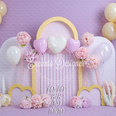 Lilac Pastel Heart Arch Photo Backdrop Floral Photography Background - Layoris