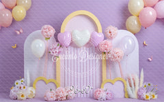 Lilac Pastel Heart Arch Photo Backdrop Floral Photography Background - Layoris