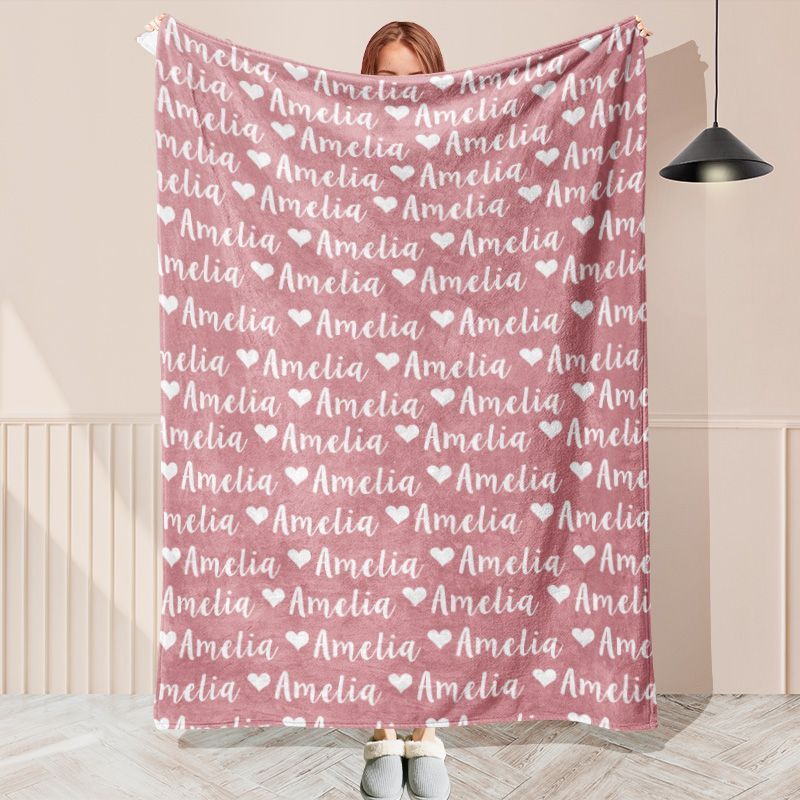 Personalized Name Love Heart Blanket Gift - Layoris
