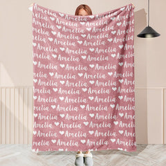 Personalized Name Love Heart Blanket Gift - Layoris