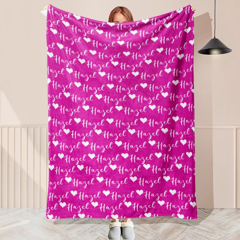 Custom Name Love Heart Blanket Gift - Layoris