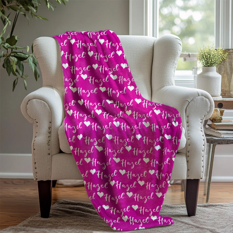 Custom Name Love Heart Blanket Gift - Layoris