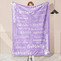 Personalized Name Lilac Blanket With White Text - Layoris