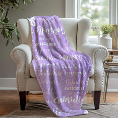 Personalized Name Lilac Blanket With White Text - Layoris
