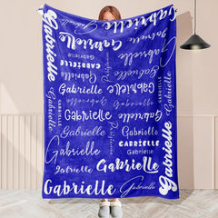 Custom Name Blue Blanket With White Text - Layoris