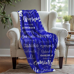 Custom Name Blue Blanket With White Text - Layoris