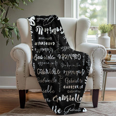 Personalized Name Black Blanket For Kid Gift - Layoris