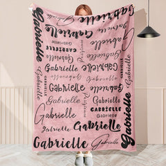 Custom Name Pink Blanket With Black Text - Layoris