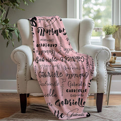 Custom Name Pink Blanket With Black Text - Layoris
