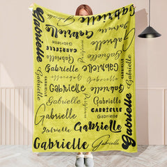 Custom Name Yellow Blanket With Black Text - Layoris