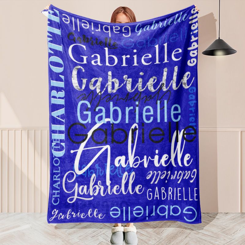 Personalized Blue Throw Blanket With Name - Layoris