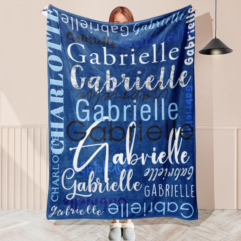 Personalized Name Dark Blue Soft Blanket Kids Gift - Layoris