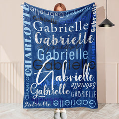 Personalized Name Dark Blue Soft Blanket Kids Gift - Layoris