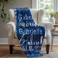 Personalized Name Dark Blue Soft Blanket Kids Gift - Layoris