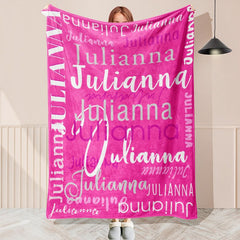 Pink Personalized Name Blanket With Unique Text - Layoris