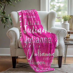 Pink Personalized Name Blanket With Unique Text - Layoris