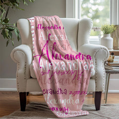 Custom Name Pink Theme Blanket For Adult Kid Gift - Layoris