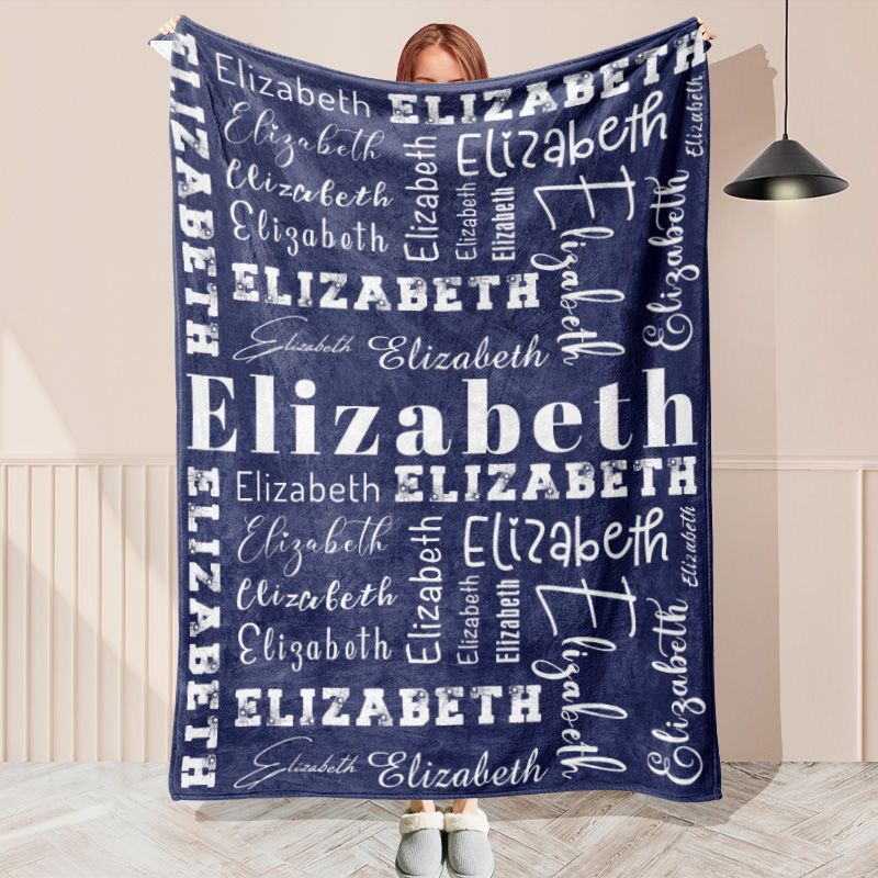 Custom Name Navy Blue Blanket For Adult Kid Gift - Layoris