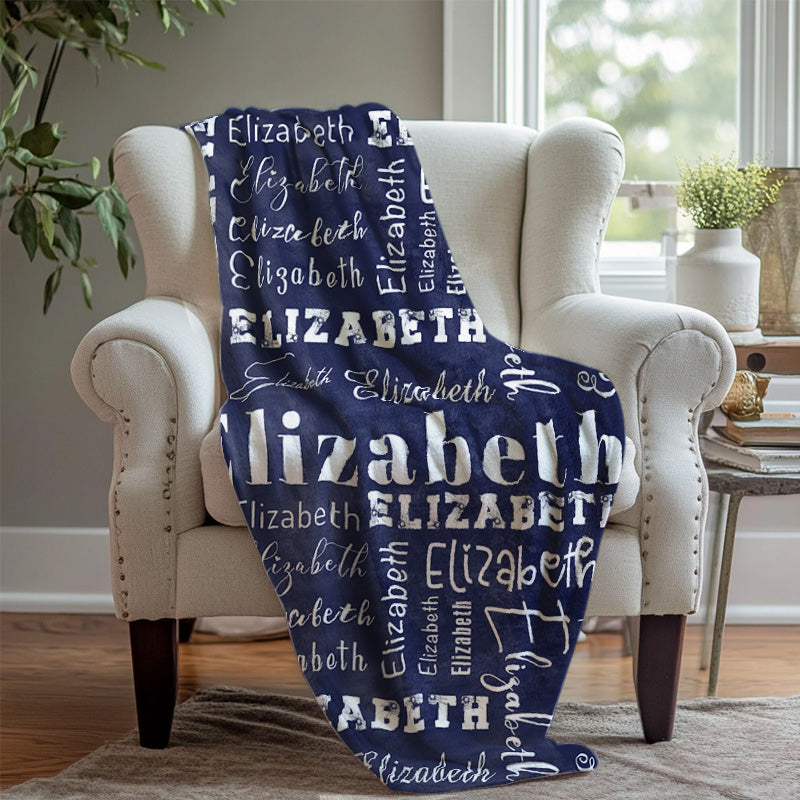 Custom Name Navy Blue Blanket For Adult Kid Gift - Layoris
