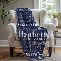 Custom Name Navy Blue Blanket For Adult Kid Gift - Layoris