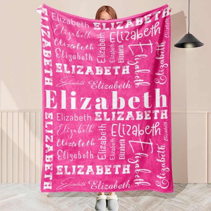 Pink Personalized Repeating Name Blanket - Layoris