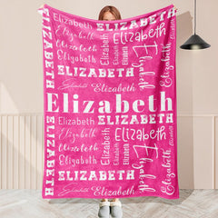 Pink Personalized Repeating Name Blanket - Layoris