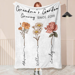 Layoris Personalized Name Birth Flower Blanket Baby Gifts