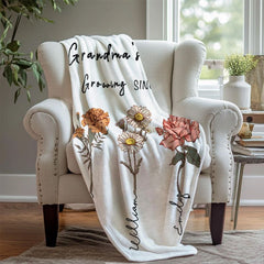 Layoris Personalized Name Birth Flower Blanket Baby Gifts