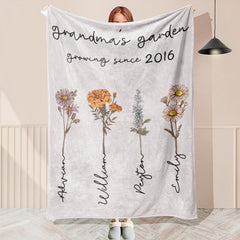 Layoris Personalized Name Birth Flower Blanket Baby Gifts