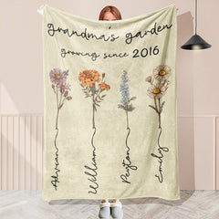 Layoris Personalized Name Birth Flower Blanket Baby Gifts
