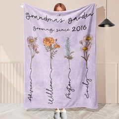 Layoris Personalized Name Birth Flower Blanket Baby Gifts