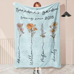 Layoris Personalized Name Birth Flower Blanket Baby Gifts