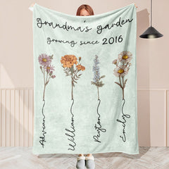 Layoris Personalized Name Birth Flower Blanket Baby Gifts
