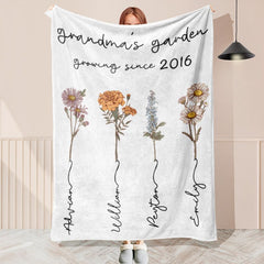 Layoris Personalized Name Birth Flower Blanket Baby Gifts