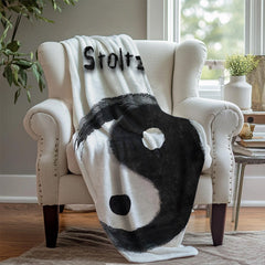 Black And White Custom Name Taoist Blanket - Layoris