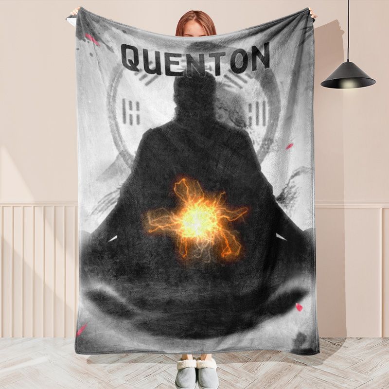 Custom Name Black And White Taoist Blanket - Layoris