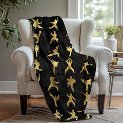 Golden Figurine Practicing Kung Fu Blanket Kids Gift - Layoris