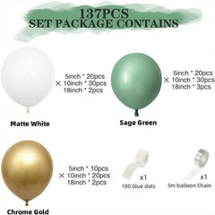 137 Pcs Sage Green Balloon Arch Kit For Events