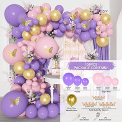 108Pcs Butterfly Purple Balloon Arch Kit For Decor - Layoris