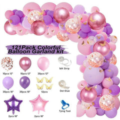 121Pcs Butterfly Purple Pink Balloon Arch Kit - Layoris