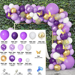 128Pcs Butterfly Purple Balloon Arch Kit For Decor - Layoris