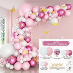 106Pcs Butterfly Pink Balloon Arch Kit - Layoris
