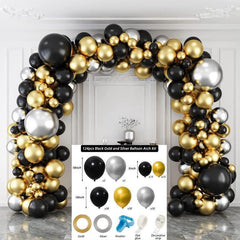 124Pcs Black Gold Balloon Arch Kit For Event Decor - Layoris