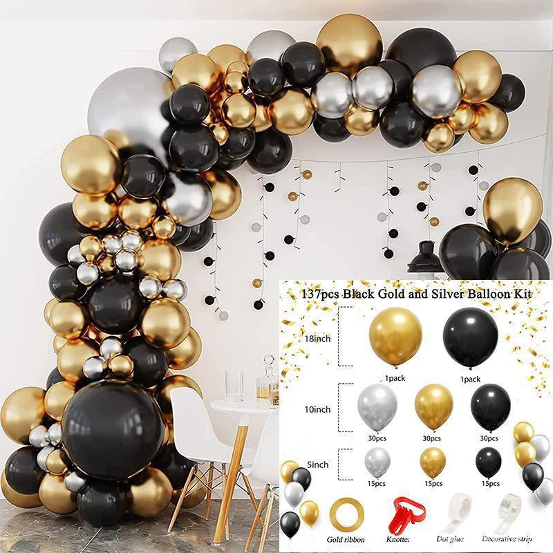 137Pcs Black Gold Balloon Arch Kit For Event Decor - Layoris