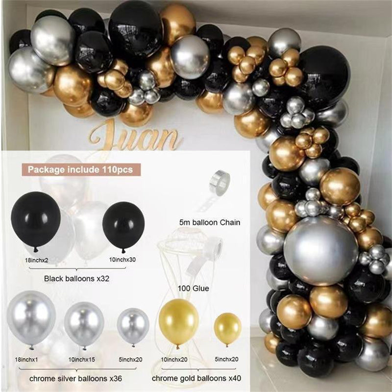 110Pcs Black Gold Balloon Arch Kit For Event Decor - Layoris
