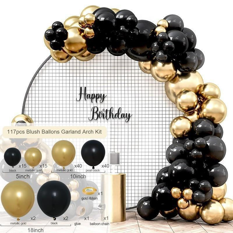 117Pcs Black Gold Balloon Arch Kit For Party Decor - Layoris